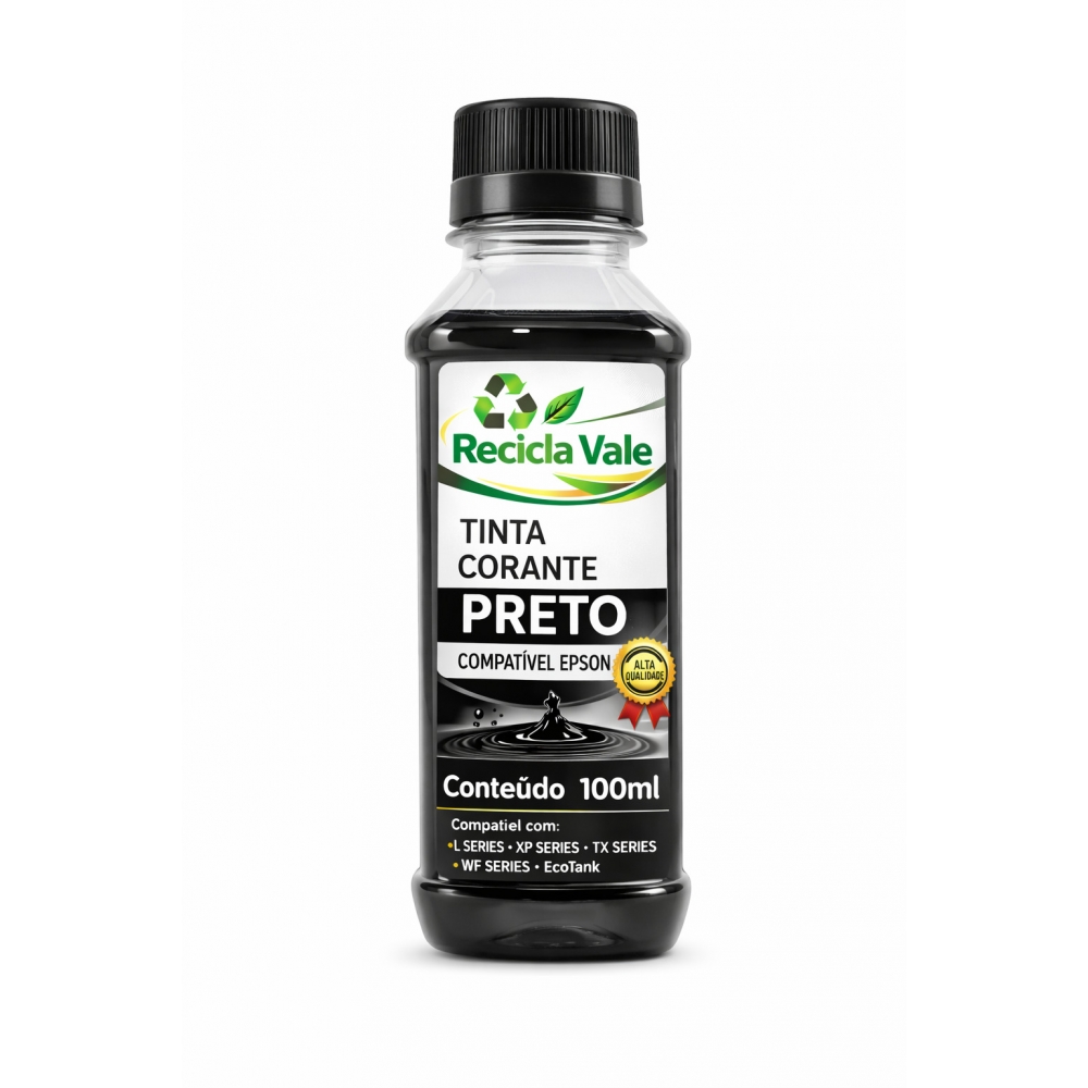 Tinta Compatível Epson 100ml Preto Universal Refil 100ml